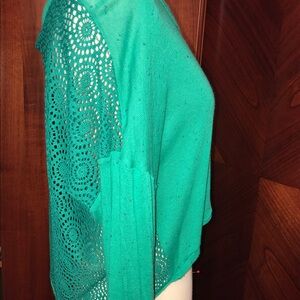 hip Green Speckled Long Sleeve Crop Top